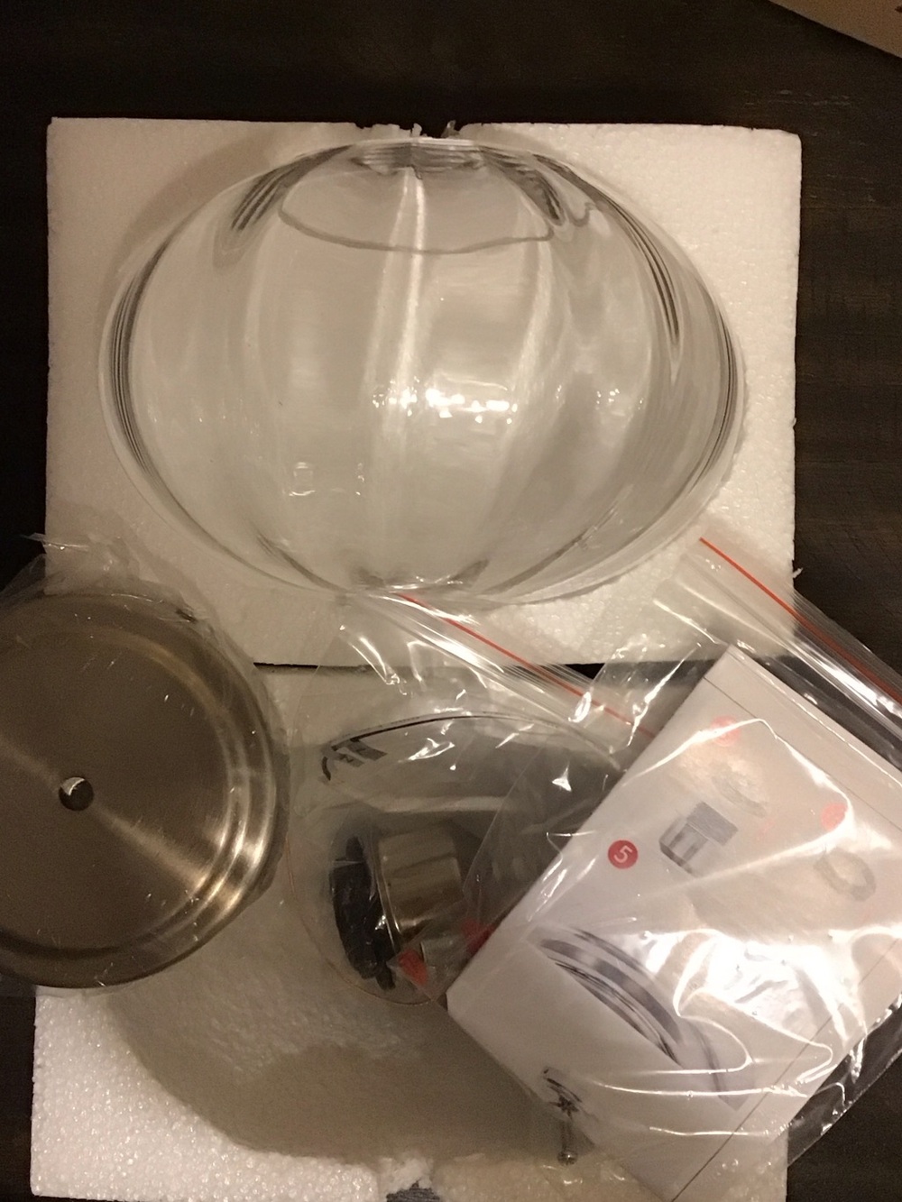 Clear Glass Globe Pendant Light Shade with Brushed Metal Canopy